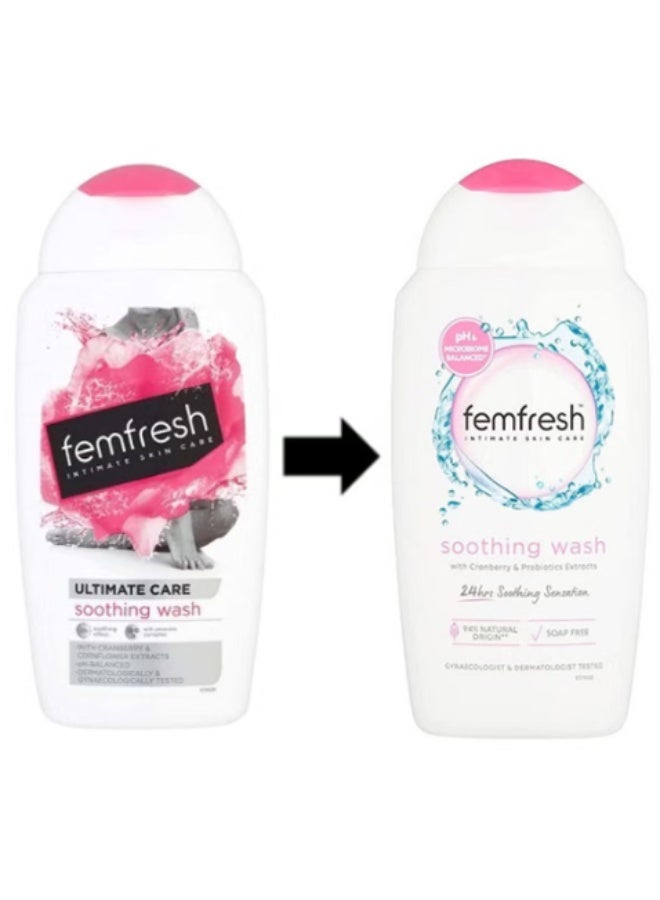 Femfresh Ultimate Care Soothing Wash, pH Balanced Feminine Wash with Hydrating Cranberry and Cornflower Extracts, Intimate Wash with Probiotics and Long-Lasting MULTI Actif Complex, 250 ml - Image 1